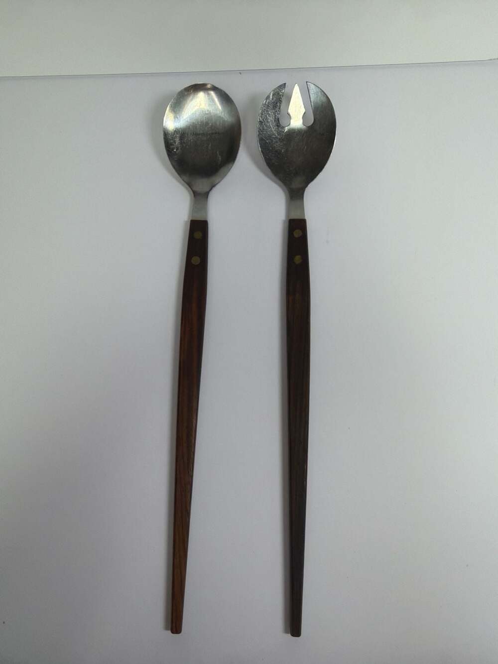 Vintage MCM Mid-Century Modern Japanese Salad Serving Set Stainless Steel with T